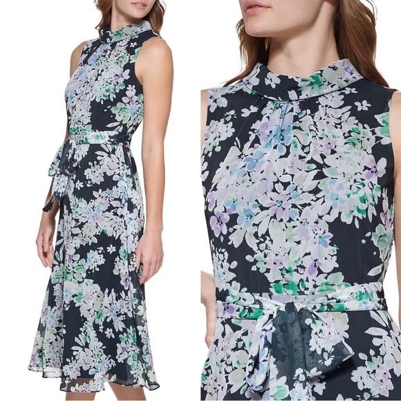 Karl Lagerfeld Crepe Side Rouched Sheath Dress - Picture 2 of 10